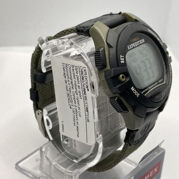Timex Expedition T49993 Men's Green Nylon Digital Gray Dial Quartz Watch TMR30 - Picture 4 of 10